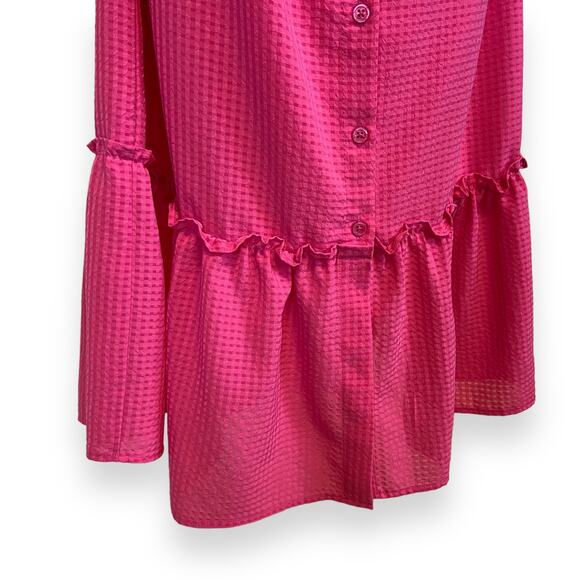 Who What Wear Pink Ruffle Off the Shoulder Midi Dress - Picture 6 of 9